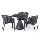 Bahza Round Table with Paslow Rope Dining Chair - 4 Piece Set