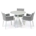 Bahza Round Table with Leon Rope Dining Chair - 4 Piece Set