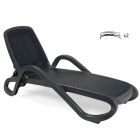 Nardi Alfa Sun Loungers in Anthracite Trama (set of 2)