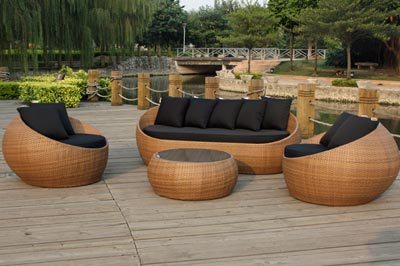 Cocoon 4 Piece Honey Black Lounge Setting